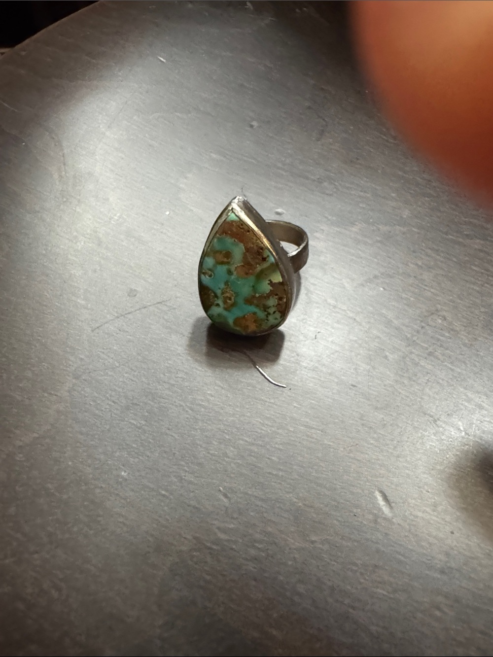 Turquoise Teardrop Silver Ring - Women Jewelry